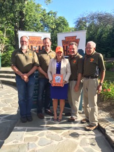 Pictured at a dinner celebration in Wilkes Barre on Sept. 16, from left are Hunters Sharing the Harvest's Northeast Region Board of Directors: Rick Fetrow, Bill Sordoni, Daria Fish, Craig Kauffman, and John Plowman, Executive Director. 